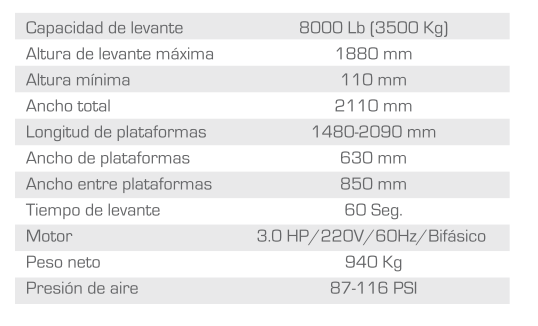 Rampa Doble Tijera 8000 LB Sobre Piso WRPRLS008