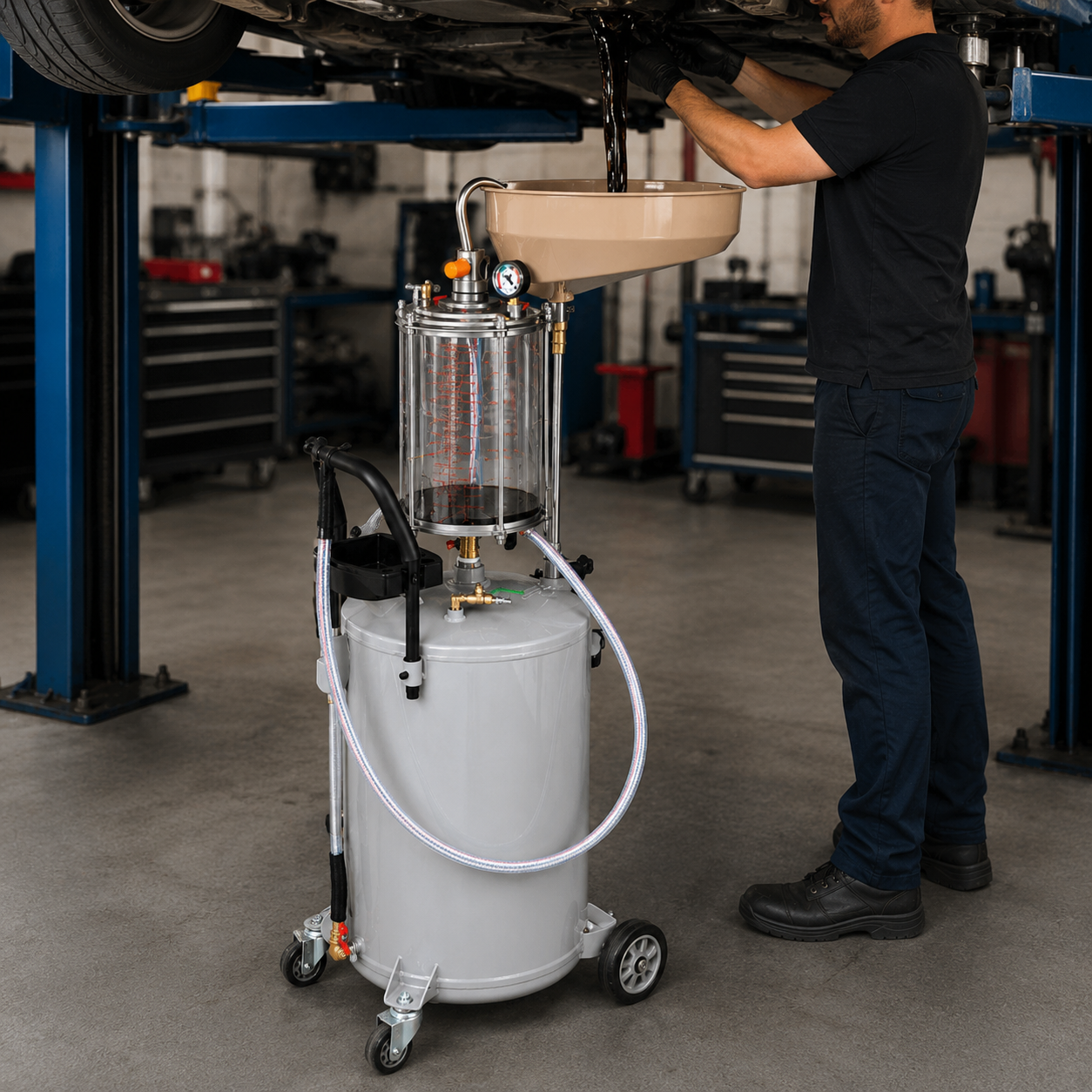 Receptor Extractor De Aceite Usado 80L Con Cámara 10L