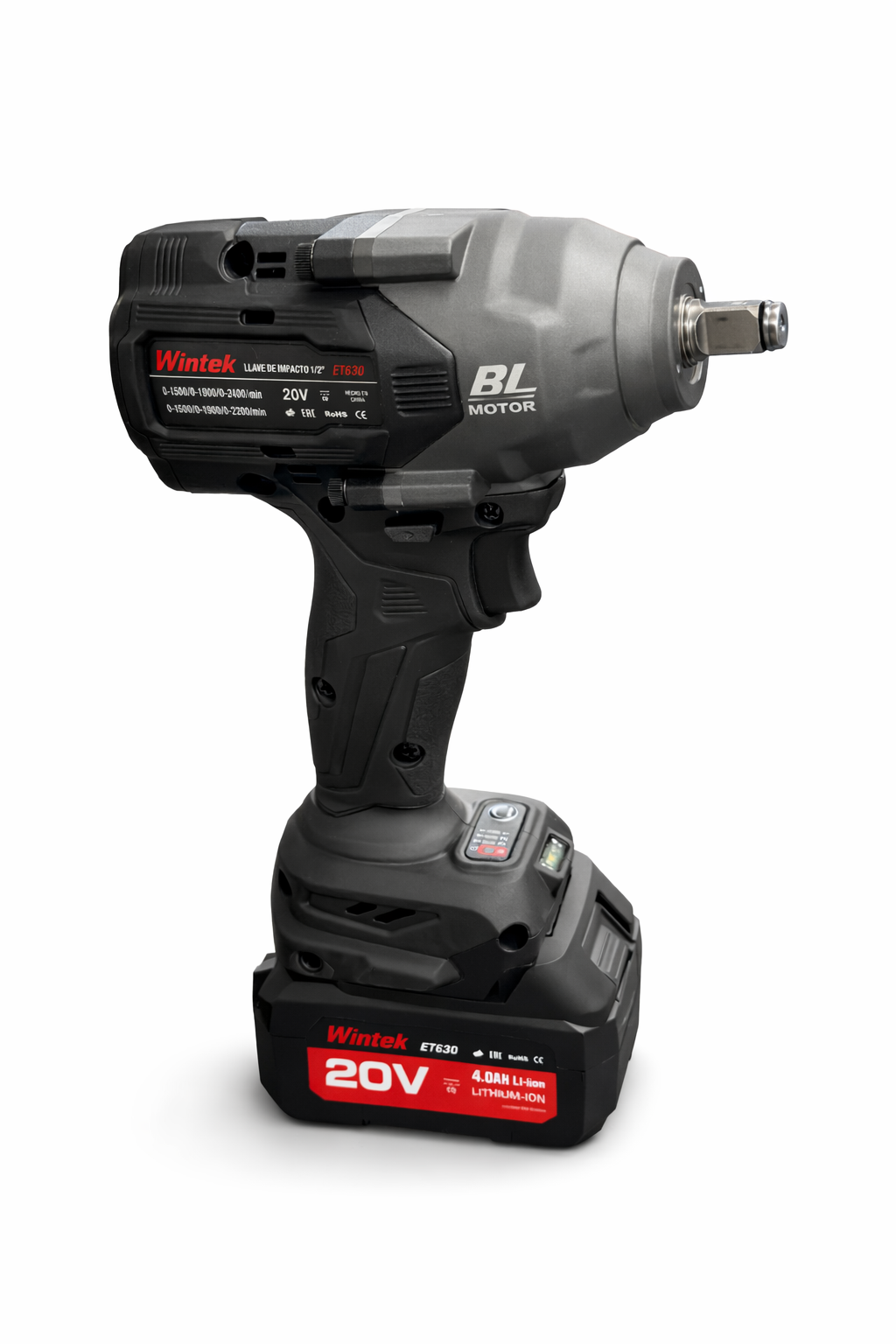 Llave de Impacto Inalámbrica 1/2” Wintek ET630 20V Brushless + 3 Velocidades ET630