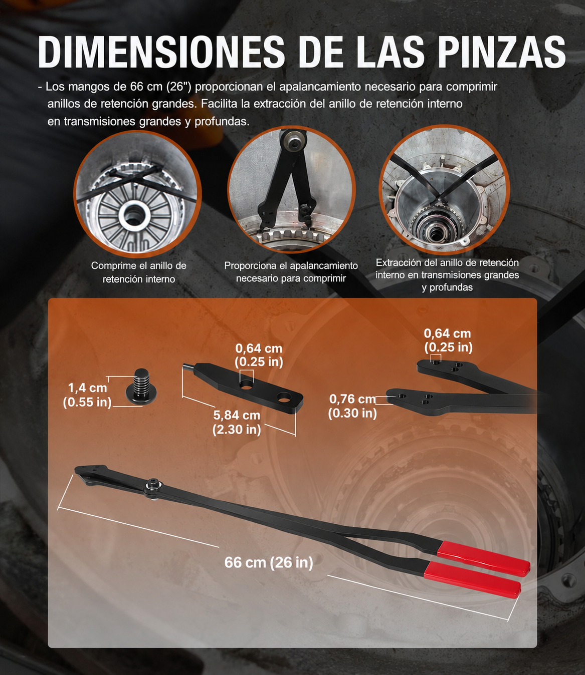 Pinzas Largas Para Seguros Omega 66 cm Para Transmisiones GM 5L40–6L90