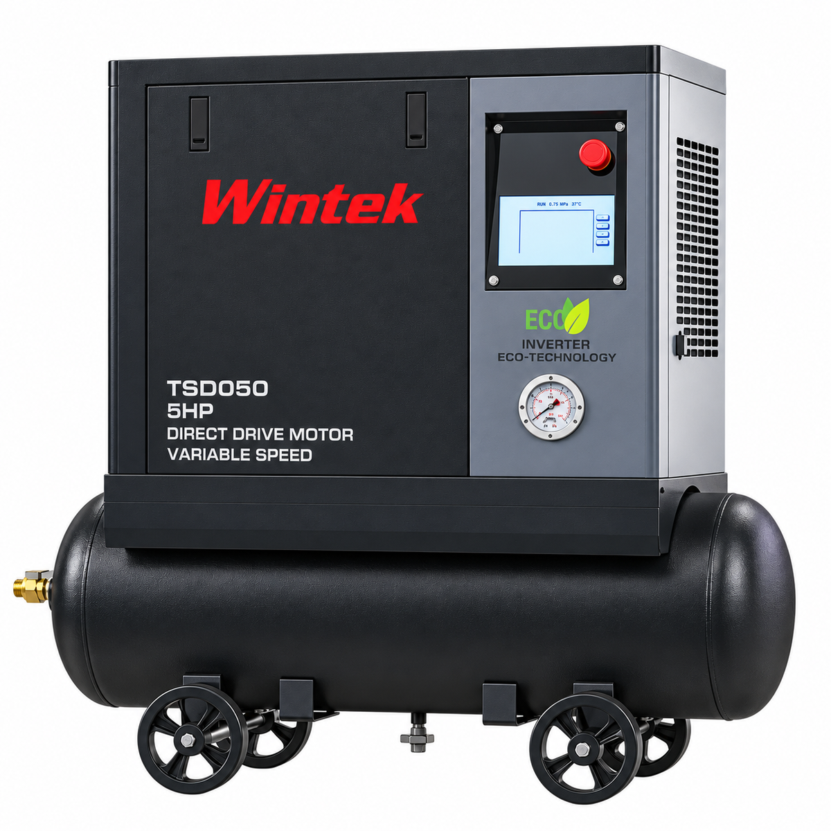 Compresor De Tornillo 2 en 1, 100 Lt, 5HP, 220 V / 2 Fases 145 PSI TSD050