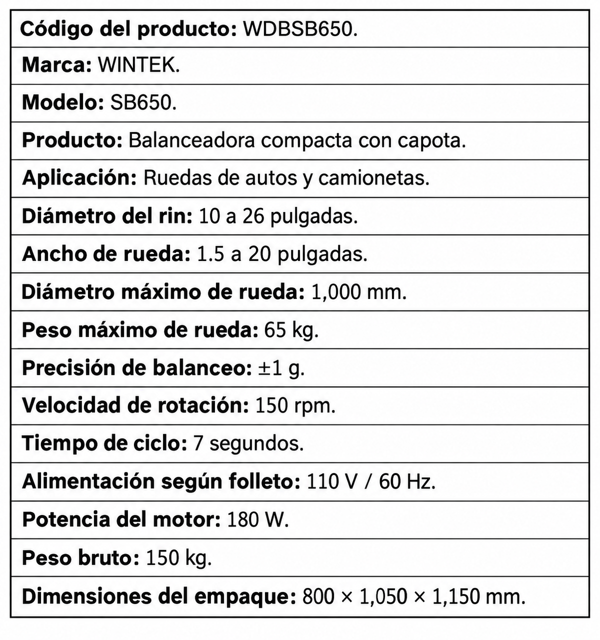 Balanceadora Profesional Wintek Con Capota SB650