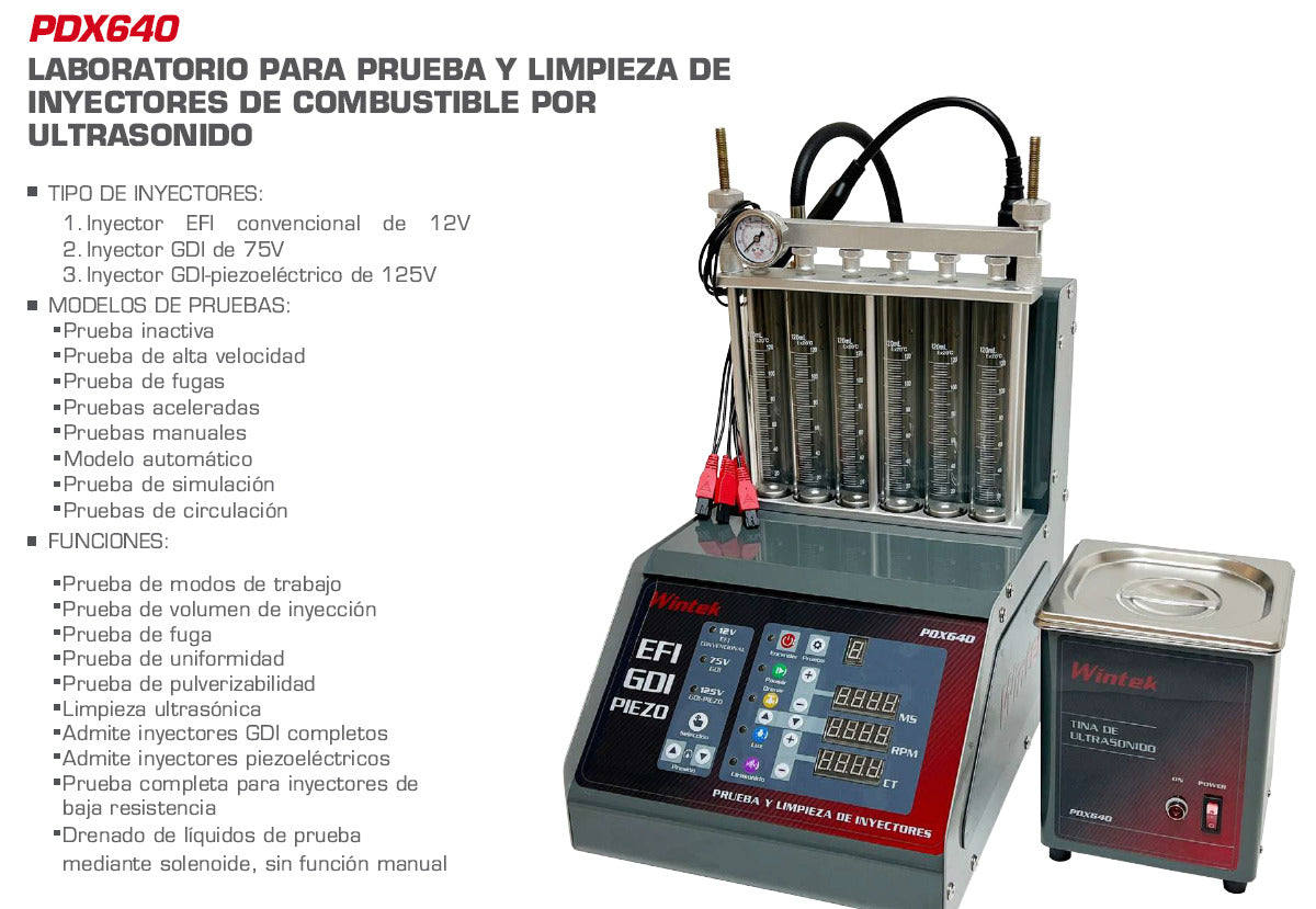 Laboratorio Para Prueba y Limpieza De Inyectores De Combustible Por Ultrasonido Wintek PDX640
