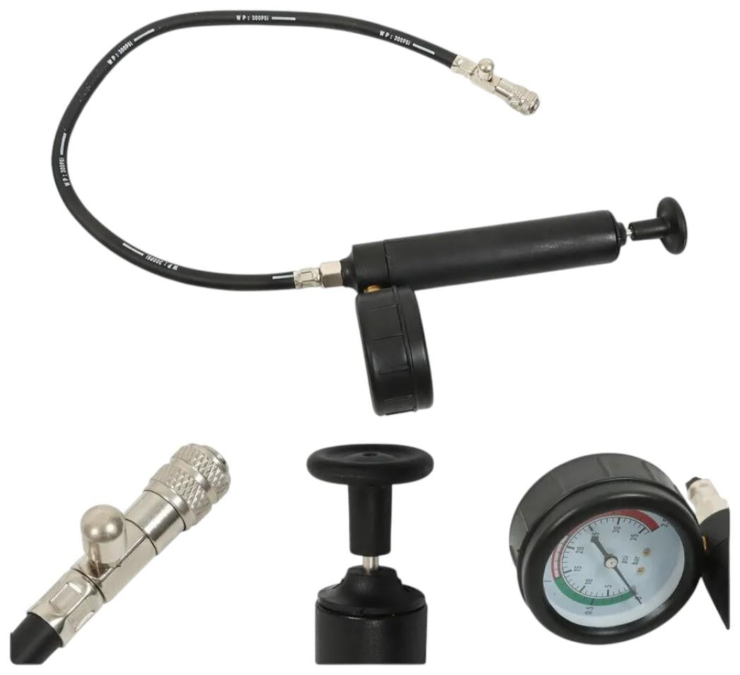 Probador De Fugas De Radiador y Kit Para Rellenar Anticongelante 34 pzs