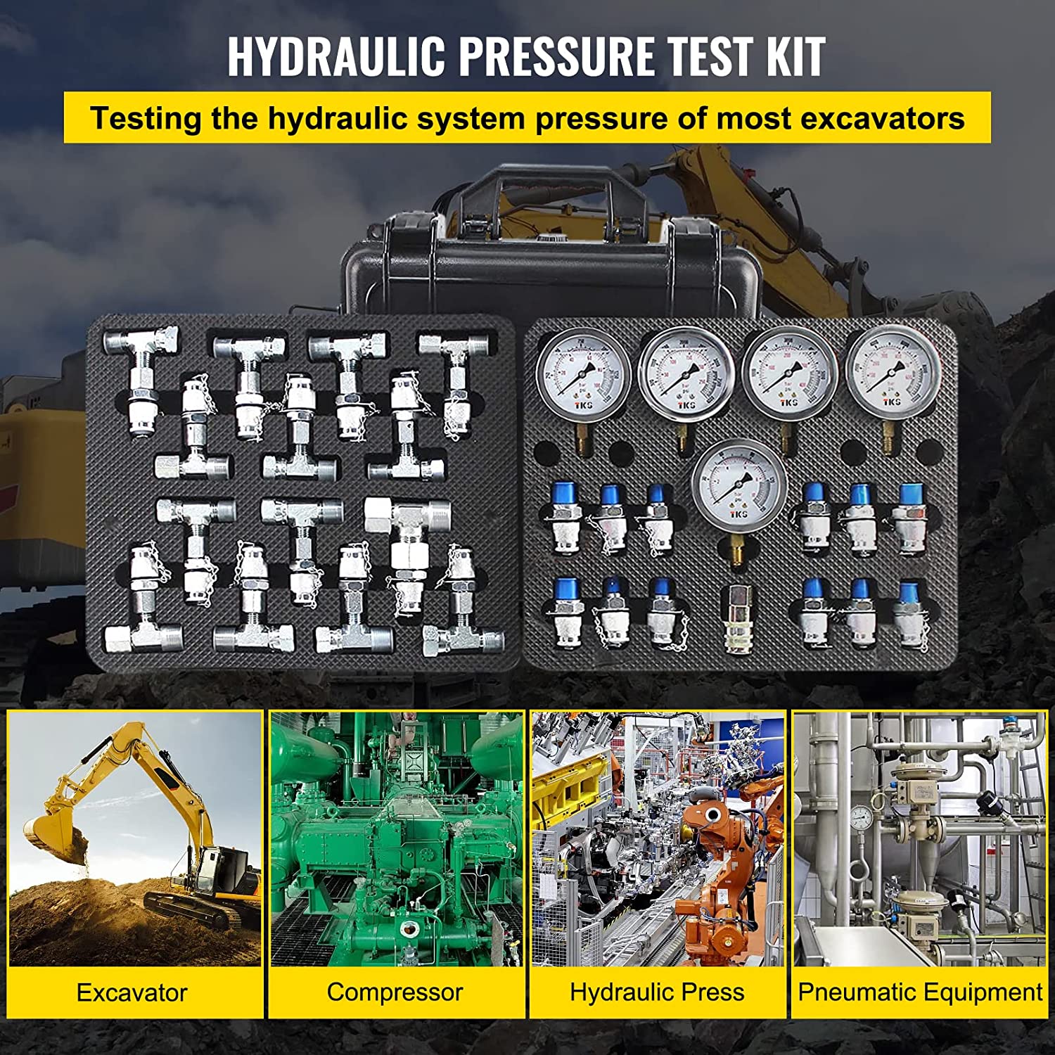 Kit De Prueba De Presión Hidráulica Para Maquinaria Pesada 10-600 Bar