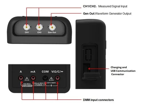 Hantek 2C72 Osciloscopio Multímetro Digital 2CH 70MHZ