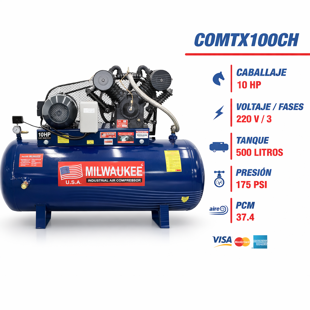 Compresor Industrial De Aire 10HP 500L 220V Trifásico