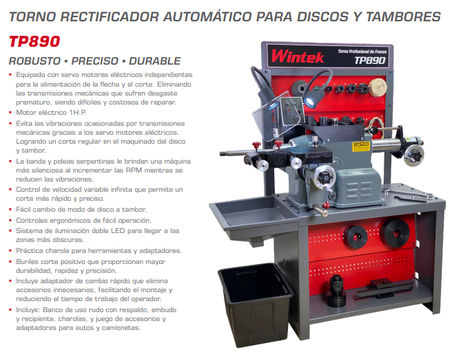 Torno Rectificador Automático Para Frenos Con Banco y Accesorios