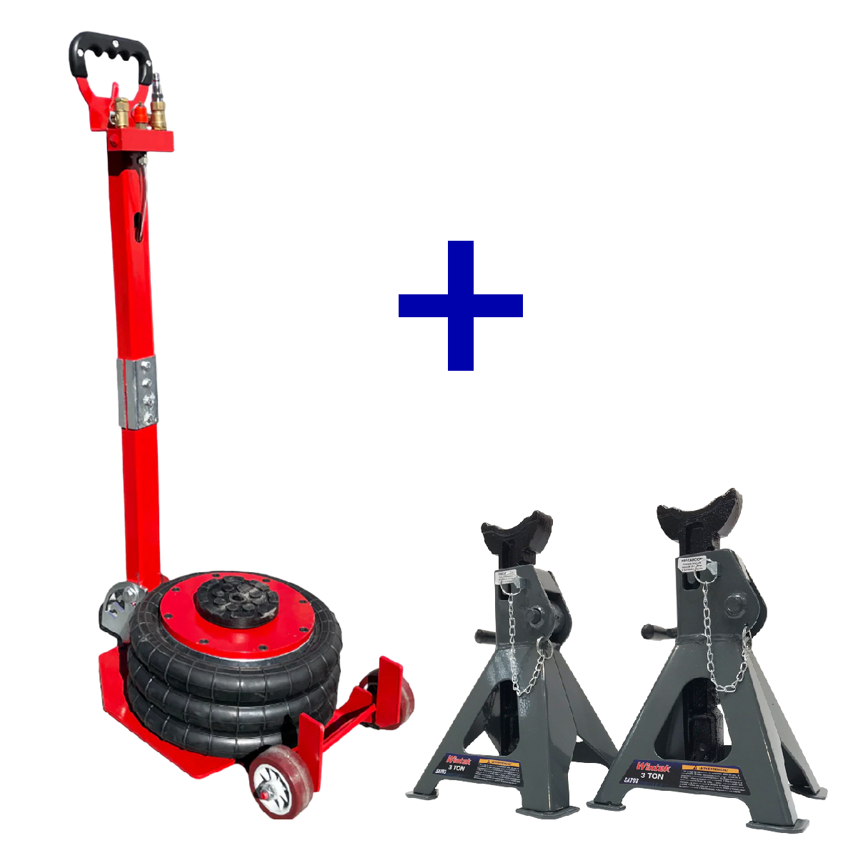 Combo Gato Neumático Bolsa 3 Ton UT373 + Par De Torres 3T Doble Seguro WEASAT03