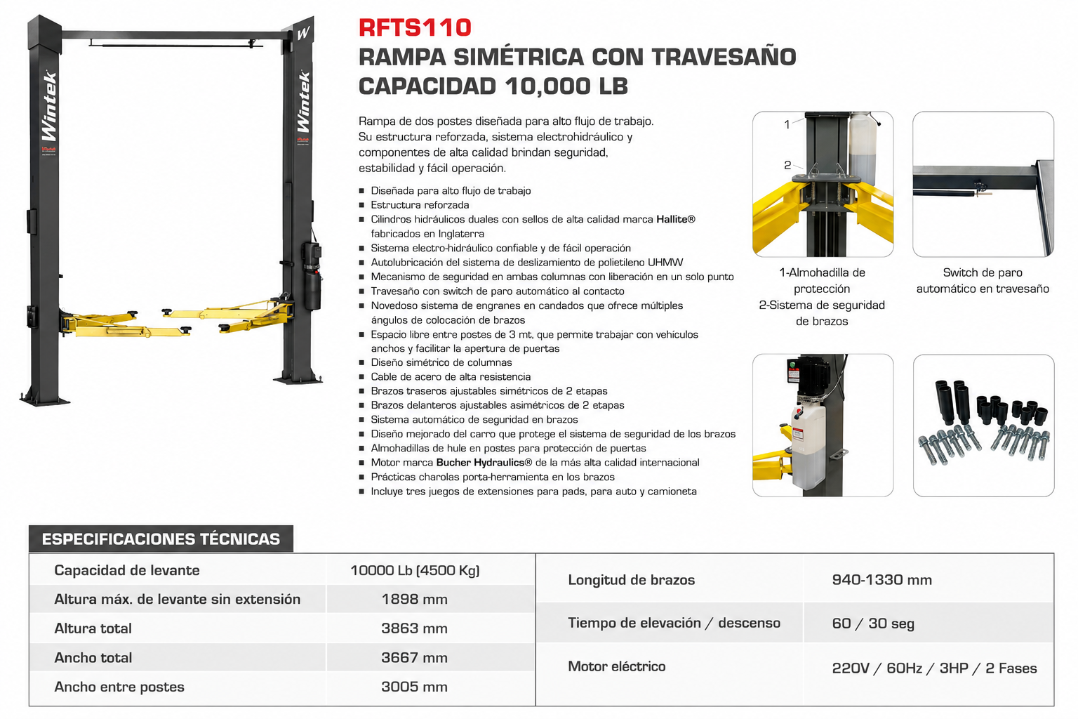 Rampa 2 Postes 10000 LBS Con Travesaño WRPRTS110