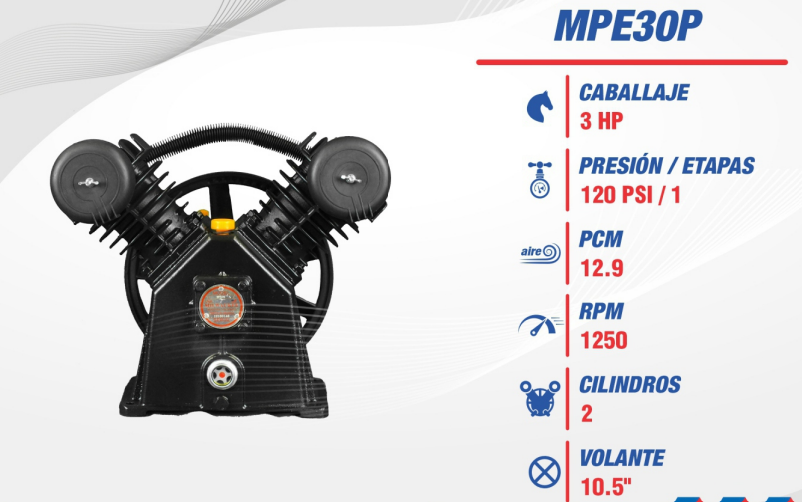 Cabezal Milwaukee MPE30P 3 HP, 2 Cilindros, 12.9 PCM MPE30P