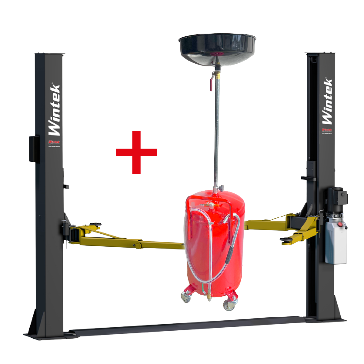 ¡Oferta! Combo Rampa De 2 Postes Altura Libre 9000 lbs + Receptor de Aceite 80 L