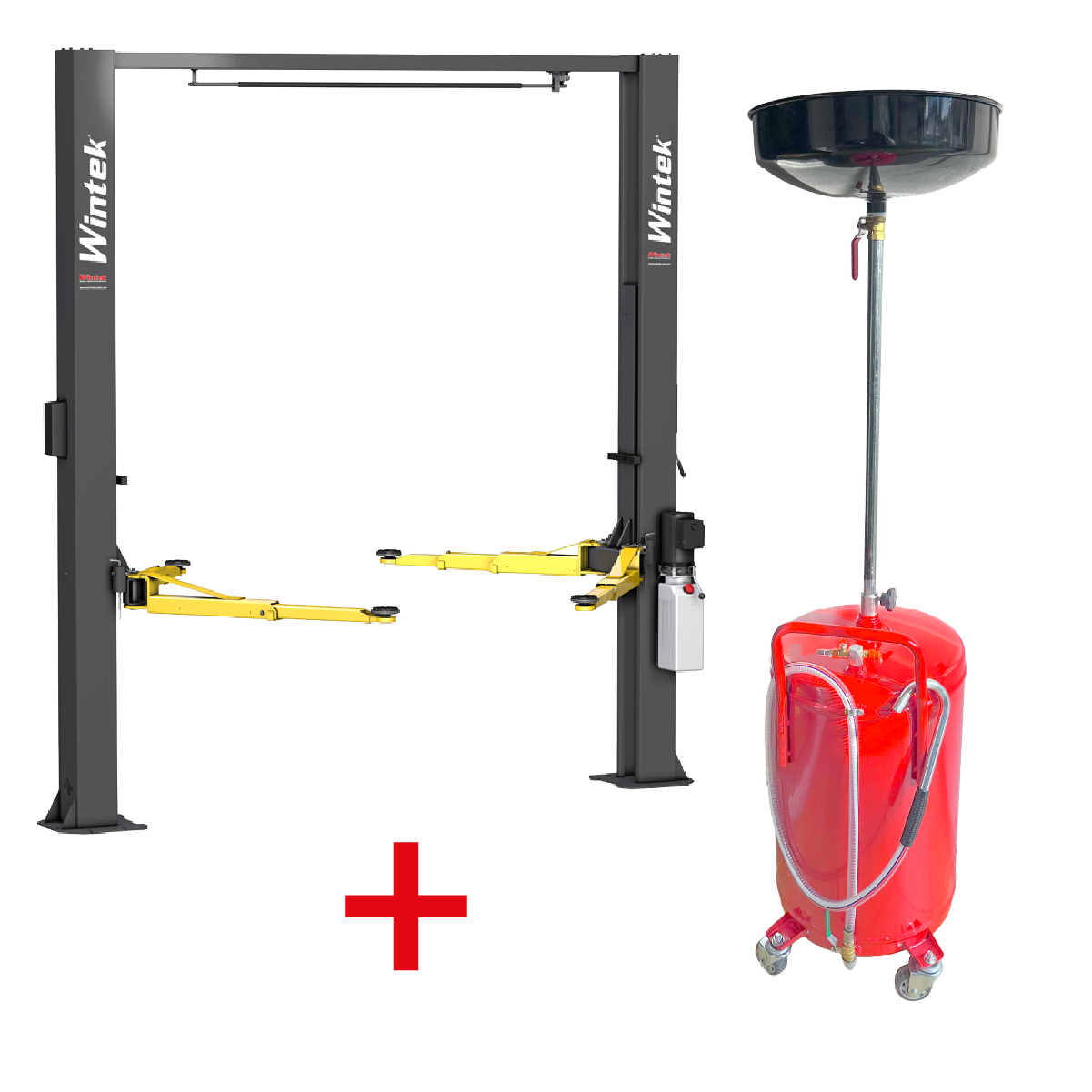 ¡Oferta! Combo Rampa 2 Postes Con Travesaño 9000 lbs + Receptor de Aceite 80 L