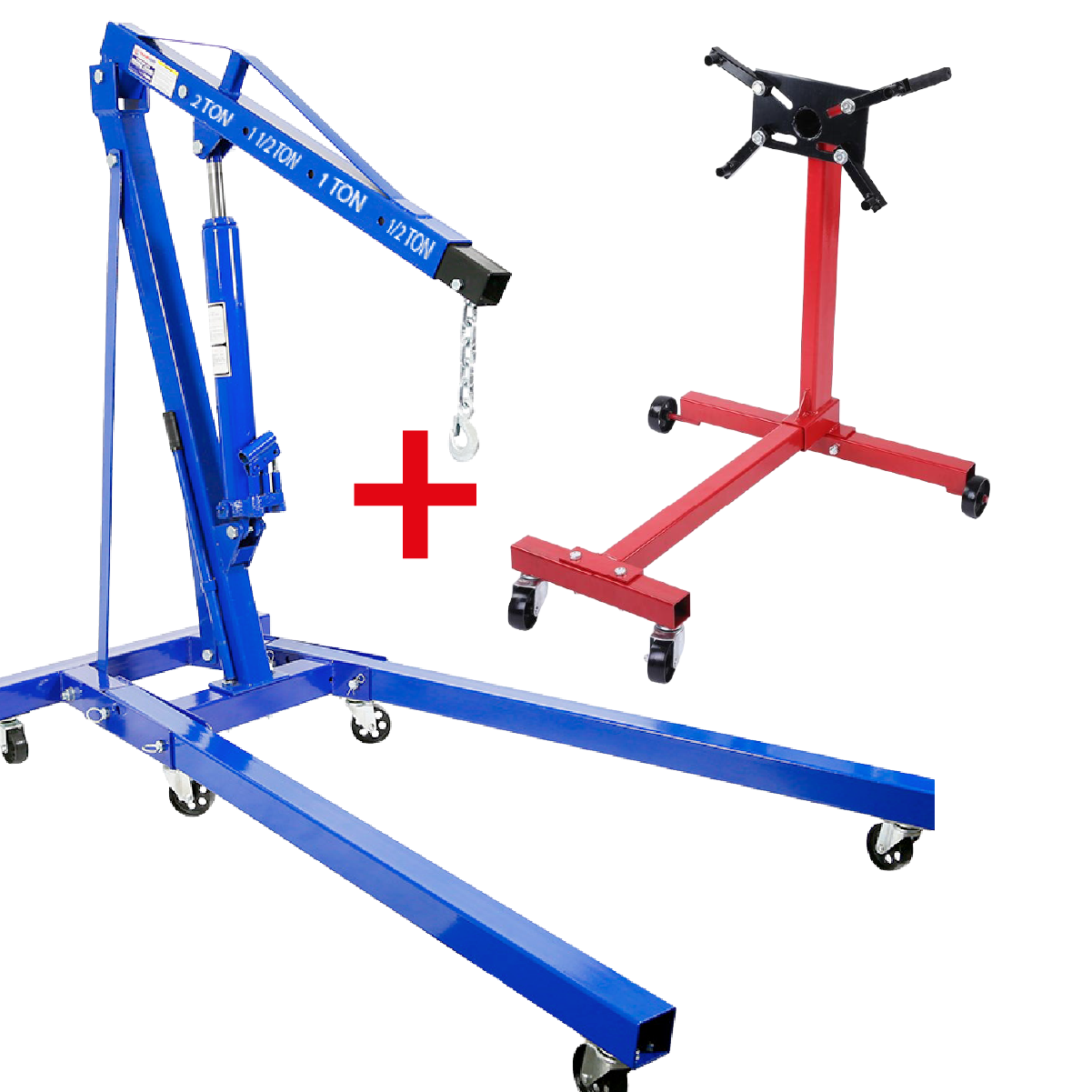 Combo De Elevación: Pluma Hidráulica 2T + Soporte Para Motor 500 Kg. ¡Ahorra al Comprarlos Juntos!