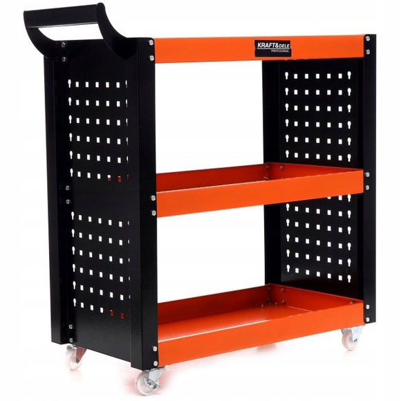 Carrito Servicio Triple Charola Acero Inoxidable 85x37x25 Cm