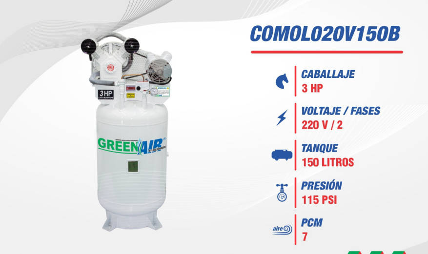 Compresor Libre de Aceite Milwaukee 3 HP – Tanque Vertical 150 Lts COMOL020V150B
