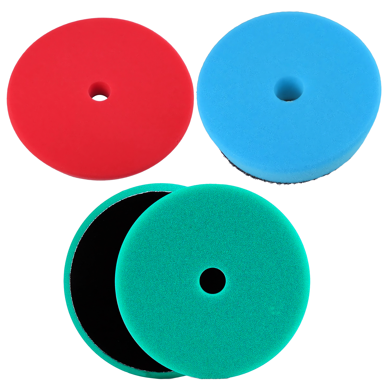 Kit De Almohadillas De Esponja Lisa Para Pulir / Encerar Corte Alto, Moderado y Suave 6"