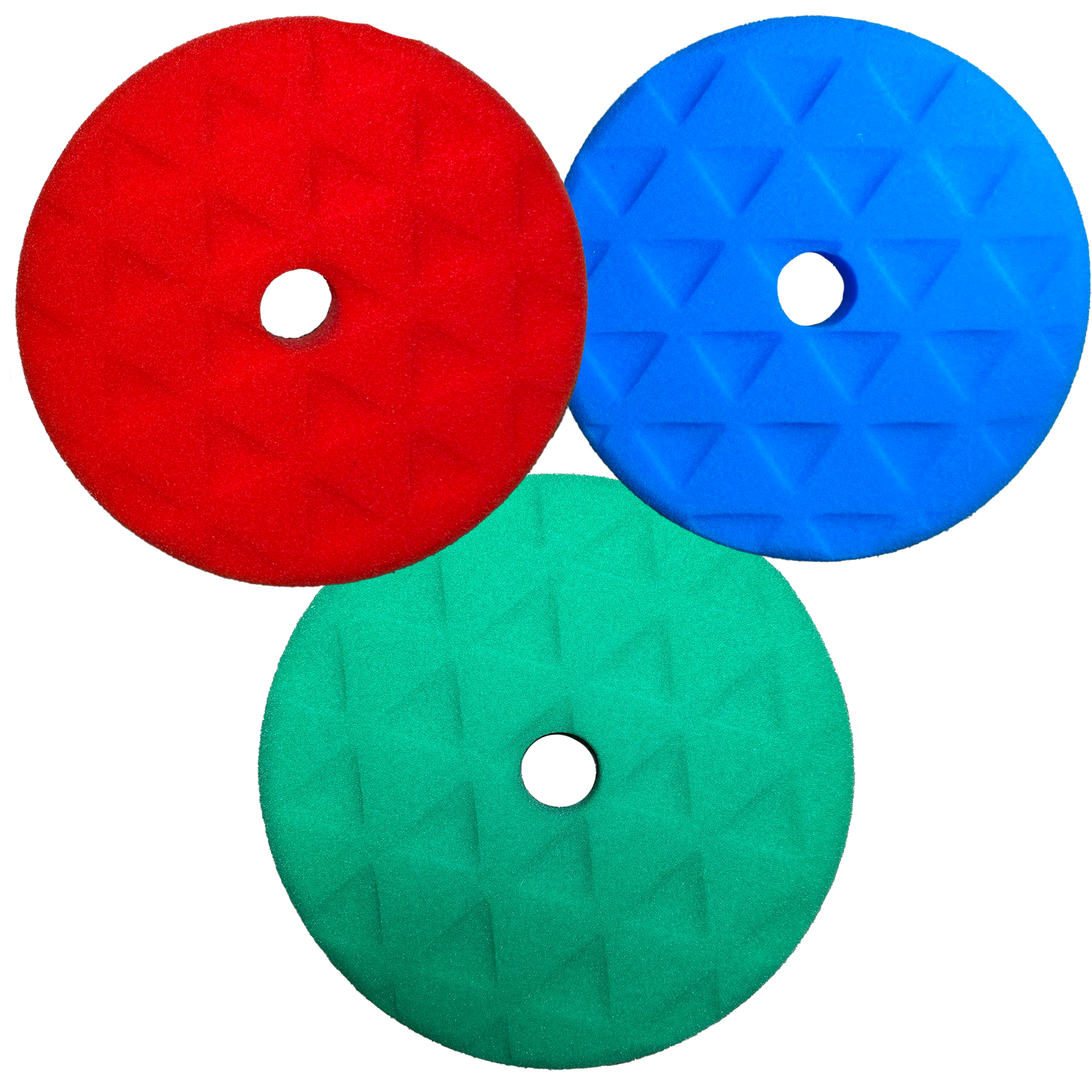 Kit De Almohadillas Para Pulir/ Encerar Triángulo Corte Alto, Moderado y Suave 5"
