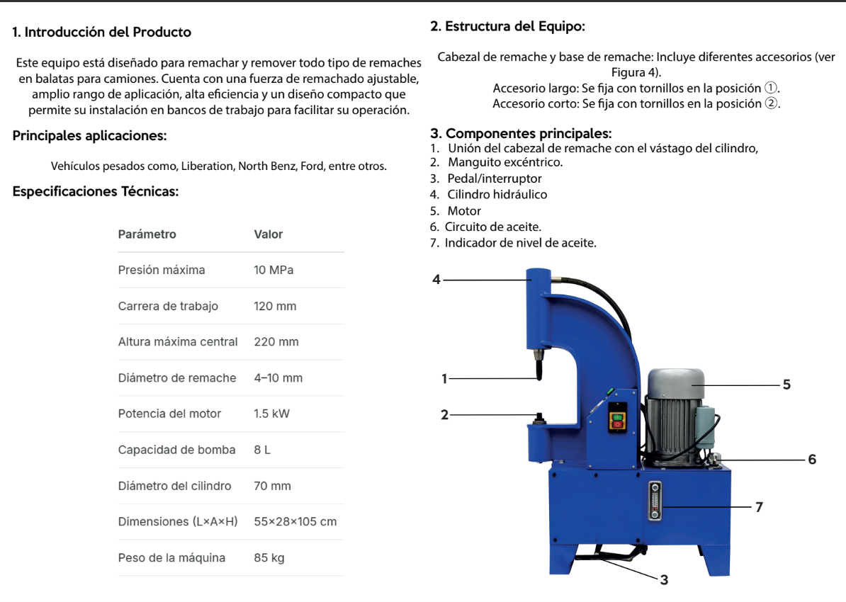Máquina Remachadora De Zapatas De Freno Para Camiones