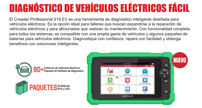 Escáner Automotriz Launch CRP919 EV Vehículos Eléctricos