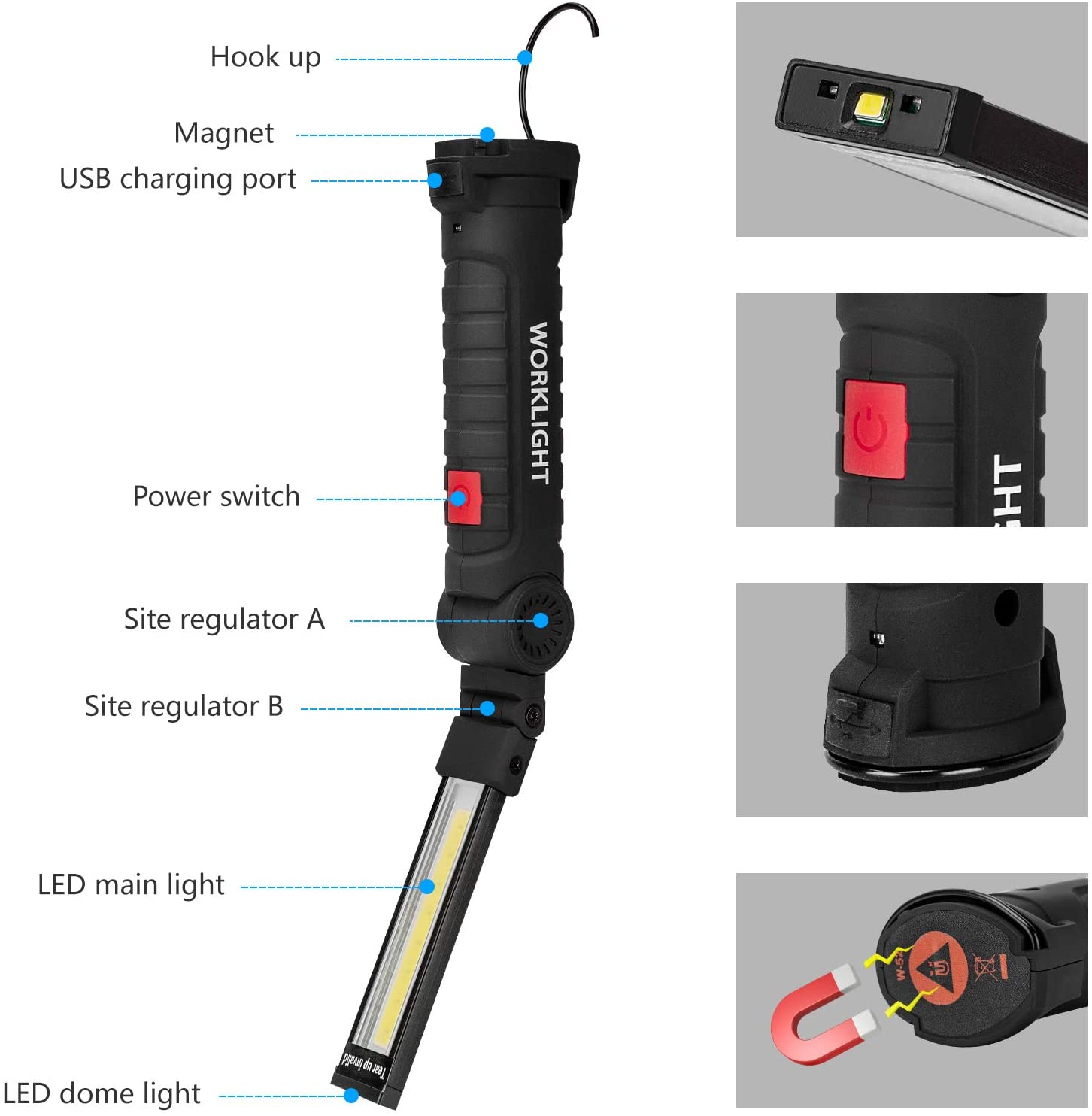 Lámpara Para Taller Recargable USB 360° 5 Modos De Iluminación