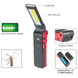 Lámpara Para Taller Luz Led COB Super Brillante con Base Magnética y Banco de Carga Para Celular