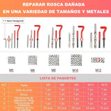 Kit De Reparacion De Roscas M5 M6 M8 M10 M12 Helicoil 131pzs